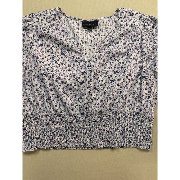 Lane Bryant Crop Top Women's 20 Boho Floral Smocked V-Neck Long Sleeve Blouse - Picture 5 of 16